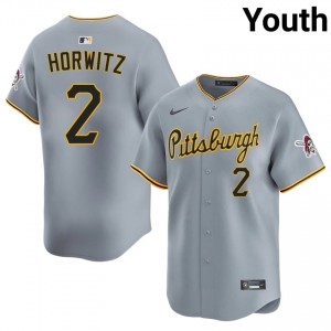 Youth Spencer Horwitz #2 Gray Stitch Jersey | Pittsburgh Buccos Genuine Baseball Gear 61806080