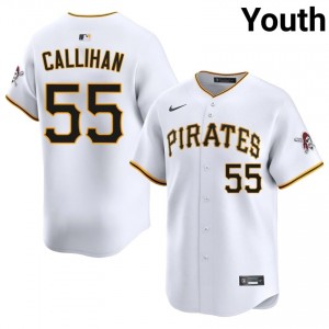 Pirates Tyler Callihan #55 White Youth Iconic Baseball Sewn Jersey | 2026 Season 56776181