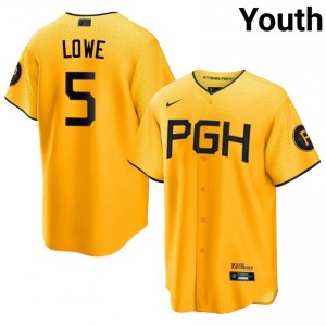 Brandon Lowe #5 Pirates City Connect Baseball Jersey | Authentic Youth Gold Embroidery Edition 39613515