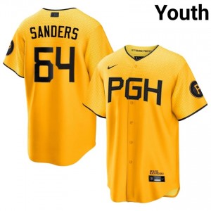 Cam Sanders #64 Pittsburgh Pirates City Connect Baseball Jersey | Classic Youth Gold Sewn Edition 54140684