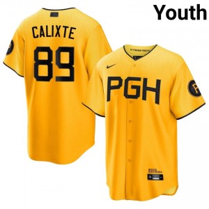 Carl Calixte #89 PIT Pirates City Connect Baseball Jersey | Genuine Youth Gold Embroidery Edition 64724815