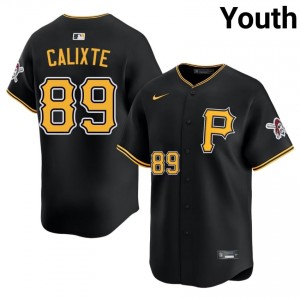 #89 Carl Calixte Elite Youth Limited Baseball Jersey | Pittsburgh Buccos Black Fan Gear 79100217
