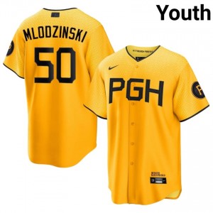 Carmen Mlodzinski #50 Pirates City Connect Baseball Jersey | Elite Youth Gold Stitched Edition 80219606