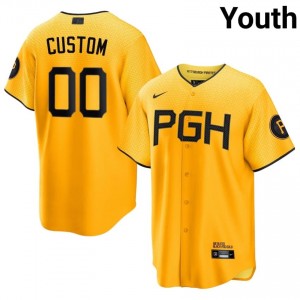 Custom #00 Pirates City Connect Baseball Jersey | Officially Licensed Youth Gold Stitch Edition 62313067