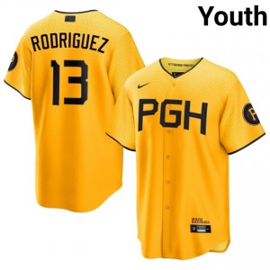 Endy Rodriguez #13 PIT Pirates City Connect Baseball Jersey | Classic Youth Gold Stitched Edition 91455564