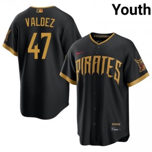 Pittsburgh Buccos Enmanuel Valdez #47 Blcak Youth City Connect Iconic Baseball Stitched Jersey | 2026 Season 49967043