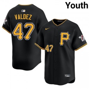 #47 Enmanuel Valdez Elite Youth Limited Baseball Jersey | PIT Black Fan Gear 15243961