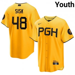 Evan Sisk #48 Pirates City Connect Baseball Jersey | Elite Youth Gold Embroidery Edition 78644135