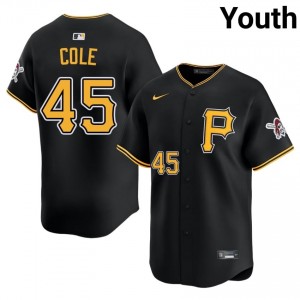 #45 Gerrit Cole Authentic Youth Limited Baseball Jersey | PIT Pirates Black Fan Gear 85478121