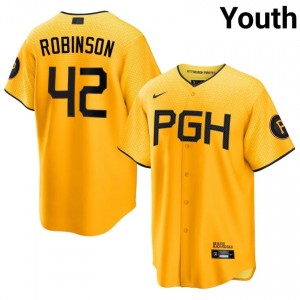 Jackie Robinson #42 Pirates City Connect Baseball Jersey | Genuine Youth Gold Sewn Edition 38769425