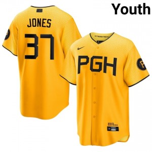 Jared Jones #37 Pirates City Connect Baseball Jersey | Gameday Youth Gold Stitched Edition 49540677