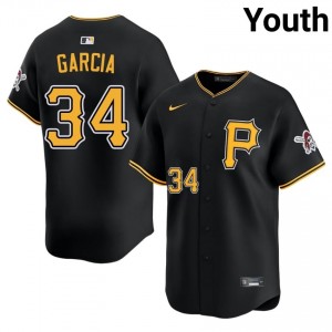 #34 Jhostynxon Garcia Genuine Youth Limited Baseball Jersey | Pirates Black Fan Gear 10483849