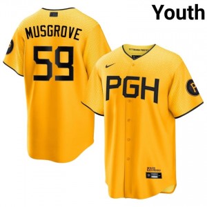 Joe Musgrove #59 PIT City Connect Baseball Jersey | Genuine Youth Gold Stitched Edition 33206403