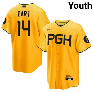 Joey Bart #14 Pittsburgh Pirates City Connect Baseball Jersey | Elite Youth Gold Sewn Edition 68010961