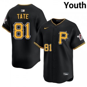 #81 Joshua Tate Official Youth Limited Baseball Jersey | PIT Black Fan Gear 99107986