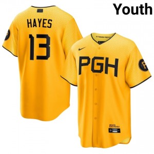 Ke'Bryan Hayes #13 Pittsburgh Pirates City Connect Baseball Jersey | Gameday Youth Gold Stitched Edition 21495198