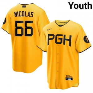 Kyle Nicolas #66 Pittsburgh Buccos City Connect Baseball Jersey | Pro-Grade Youth Gold Sewn Edition 46434522