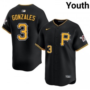 #3 Nick Gonzales Authentic Youth Limited Baseball Jersey | PIT Black Fan Gear 92165145