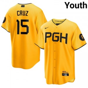 Oneil Cruz #15 Pittsburgh Pirates City Connect Baseball Jersey | Official Youth Gold Sewn Edition 62853732