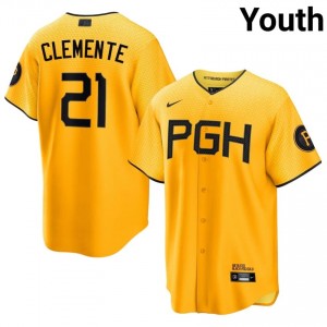 Roberto Clemente #21 Pittsburgh Pirates City Connect Baseball Jersey | Classic Youth Gold Stitch Edition 73271687
