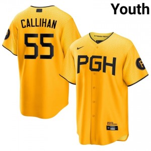 Tyler Callihan #55 Pittsburgh Pirates City Connect Baseball Jersey | Authentic Youth Gold Embroidery Edition 71112499