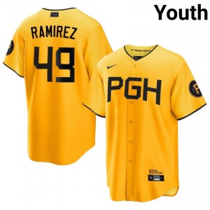Yohan Ramirez #49 PIT City Connect Baseball Jersey | Gameday Youth Gold Embroidery Edition 89494825
